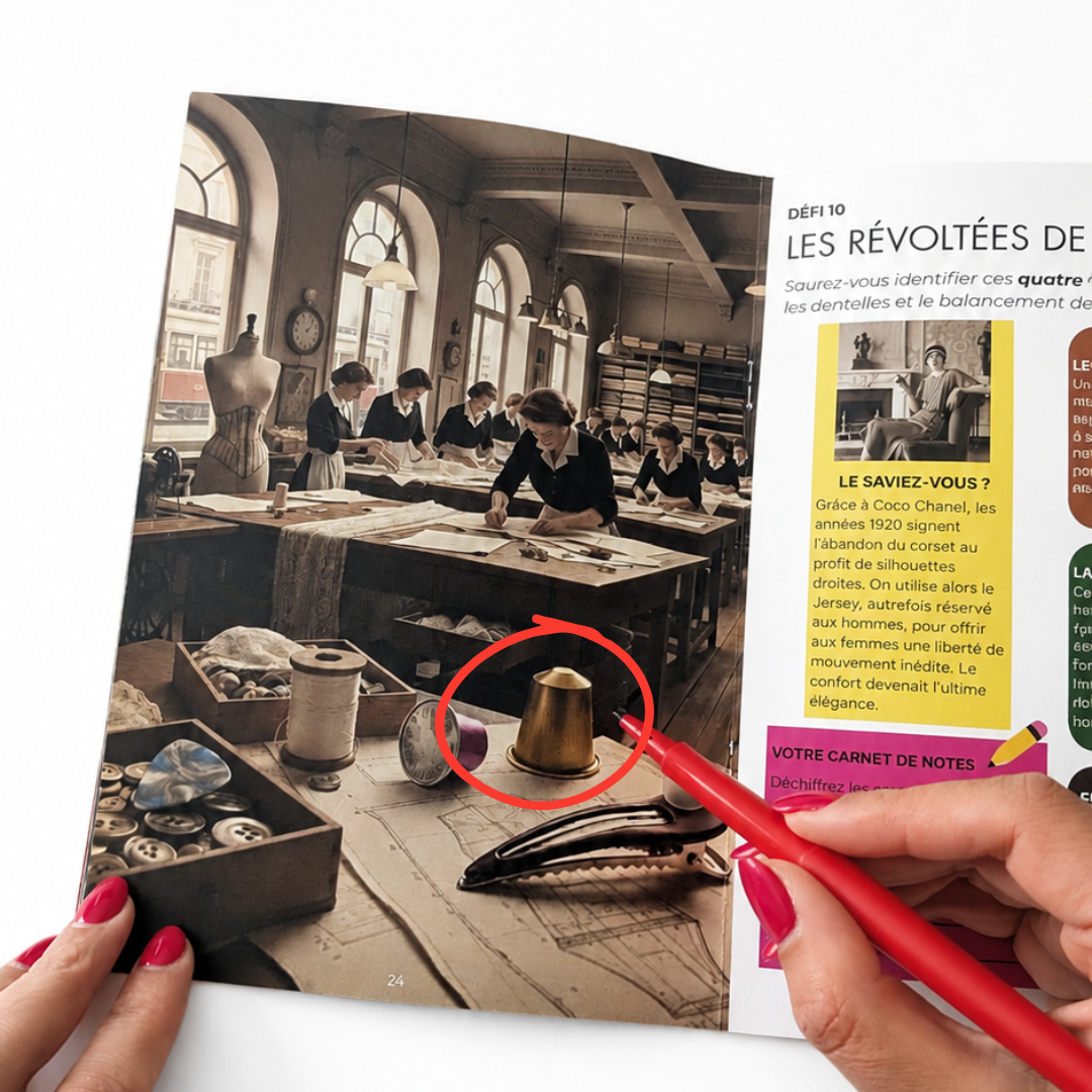 Intrus caché entouré dans le magazine de jeux d’observation OTIOR années 20